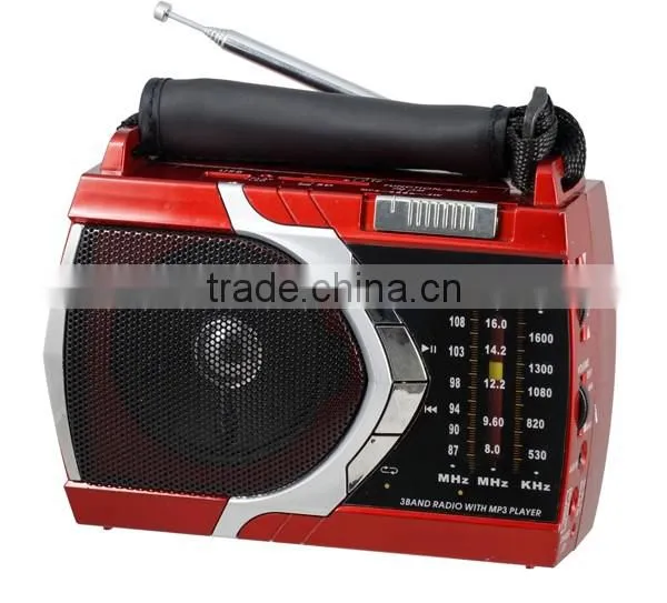 Classical AM FM portable radio with tuning and metal antenna