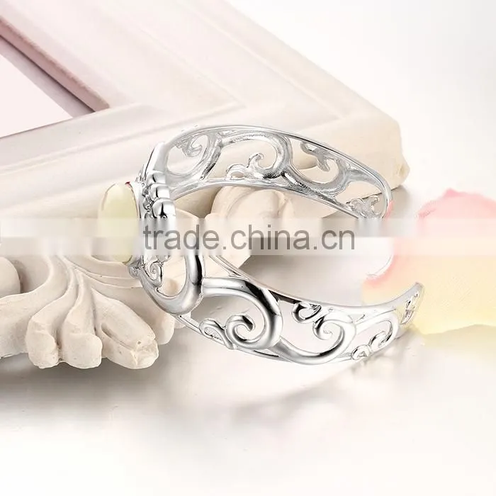 Available size 925 sterling silver cuff bangle women bracelets wholesale LWB0002