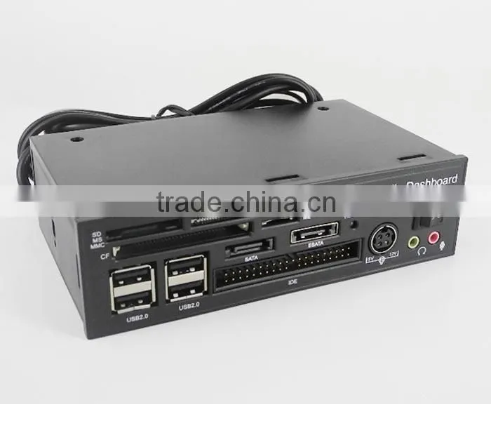 Black 5.25" Media Dashboard Front Panel PCI-E to USB 3.0 eSATA SATA card reader