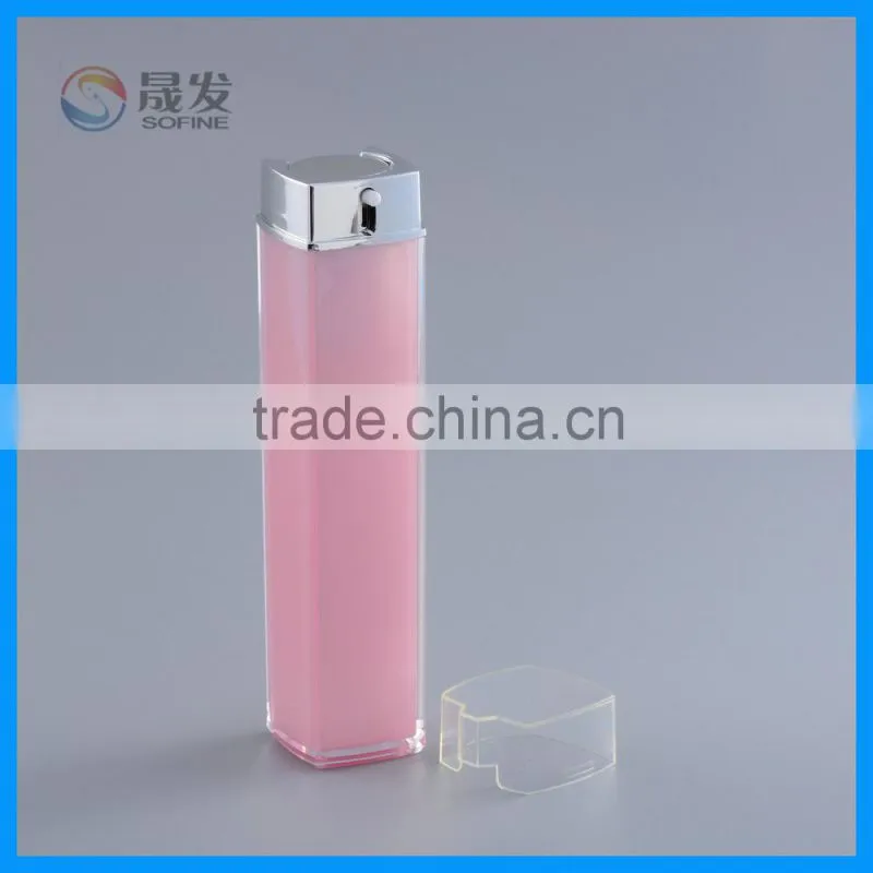 Square double wall cosmetic lotion pump bottle