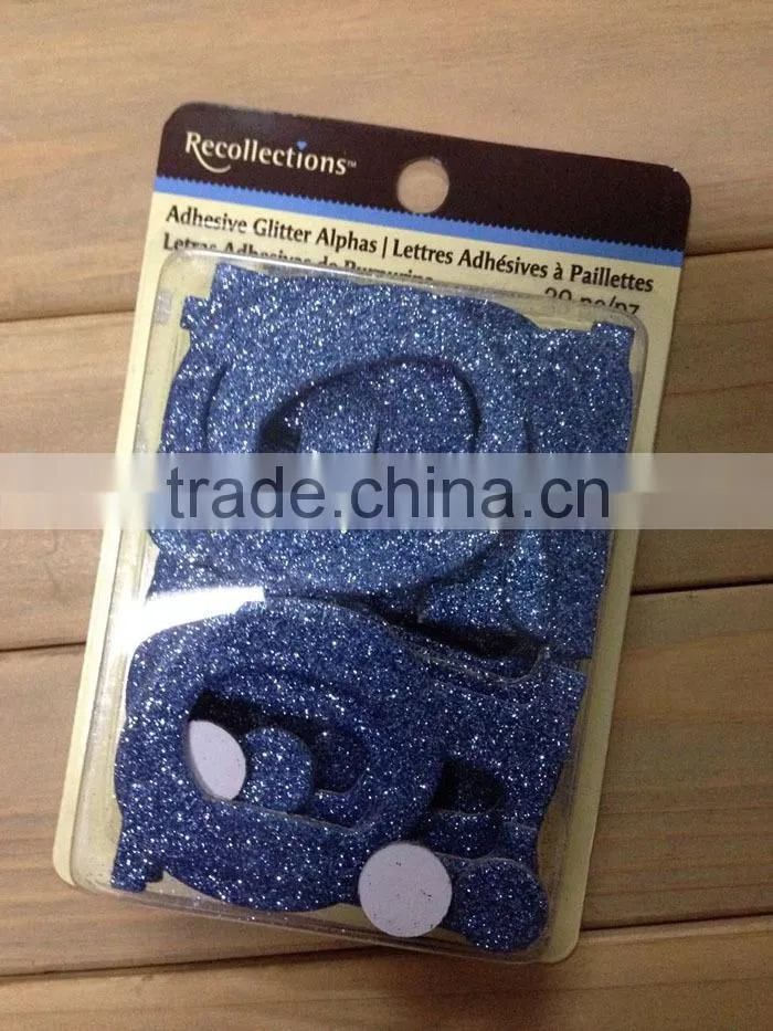 Colored glitter letter number stickers