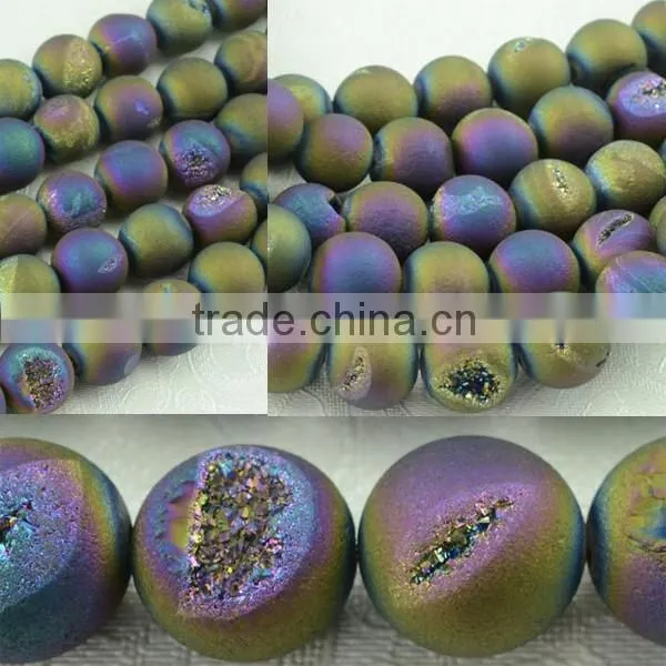 10mm druzy agate round coated beads