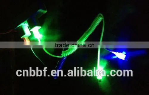 LED Micro USB V8 Data Sync Charger Spring Cable for Samsung Htc