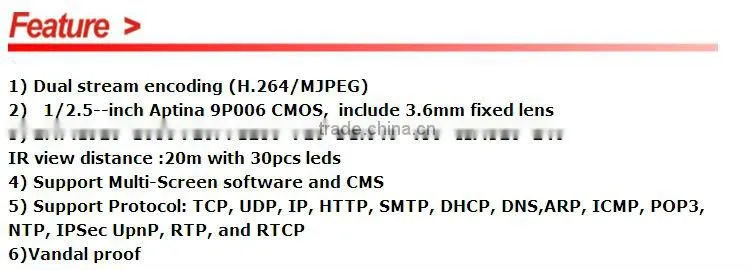 IPS HD 1080P Sony MX 122 CMOS 3.6 mm fixed lens15-20m IR view distance with 30pcs leds Dome IP Cameras IPS-HS1822L