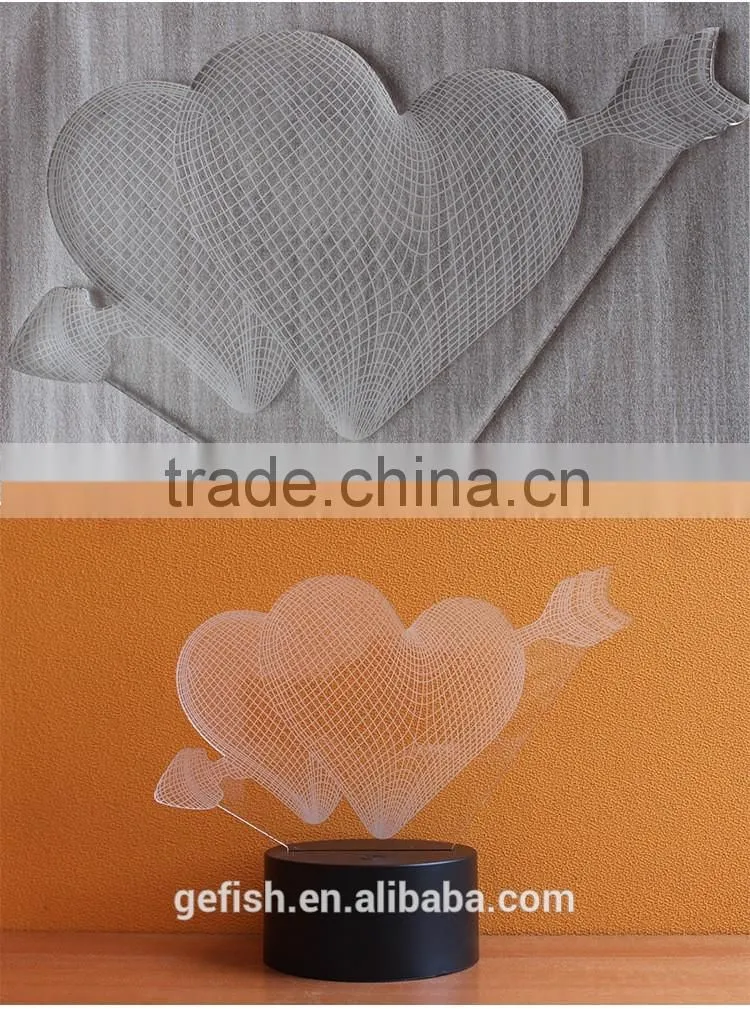 Fancy customized 3D acrylic table led lamp with battery wholesale