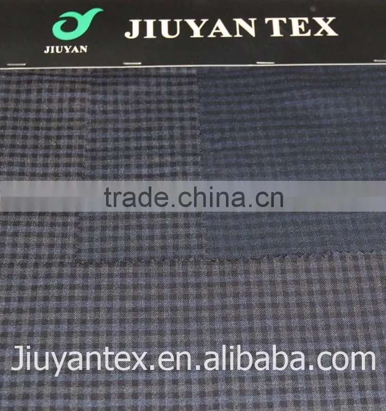 JY-1614 hot sale plain weave small checks design printed t82 r18 suiting fabric China supplier Jiuyan OEKO-TEX Standard 100
