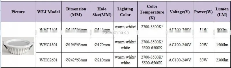 WEJ Factory direct provide 25w led down light