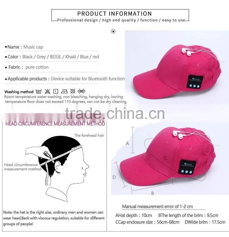 Smart Bluetooth Cap Baseball Cap Sun For Phones Outdoor Sport Bluetooth Stereo Music Hat Wireless headphone