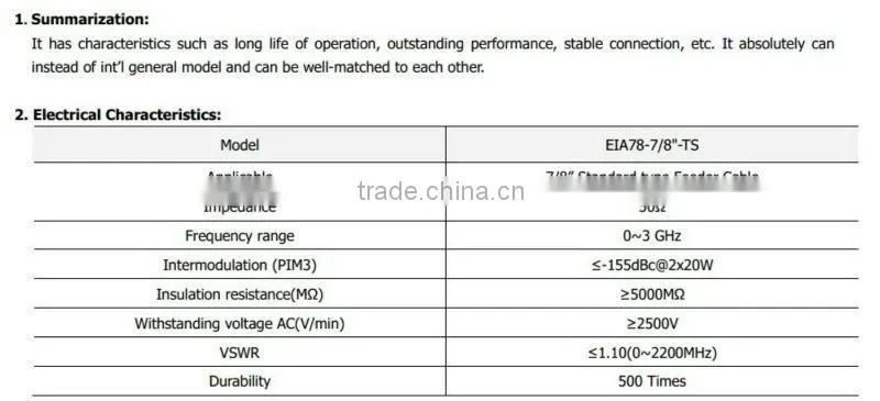 EIA 7/8 flange connector for 1/2'' Feeder Cable