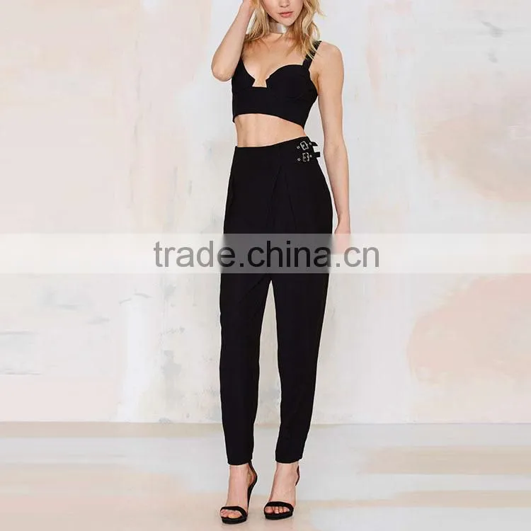 Trade assuarance supplier latest new design fashion high waisted women casual pants