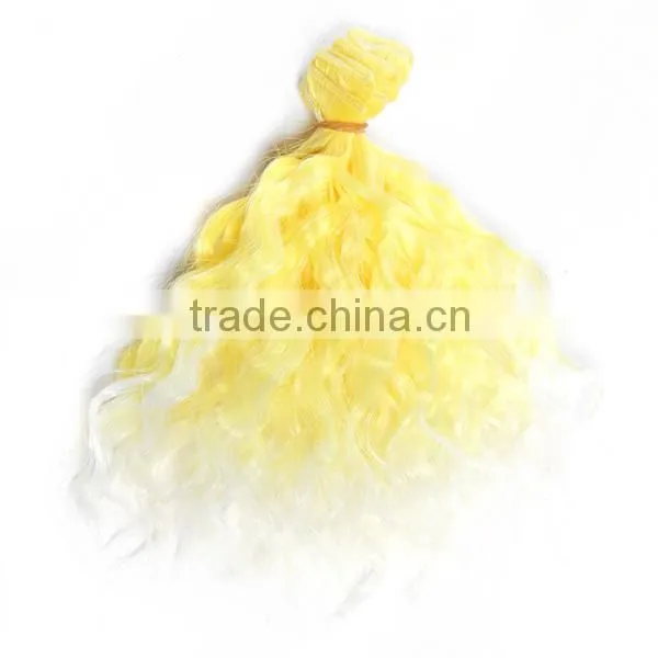 colorful synthetic curly hair piece for BJD doll wig