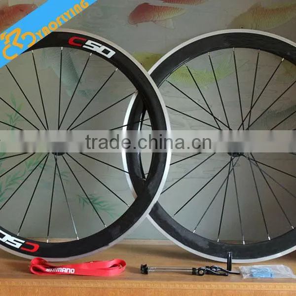 2016 Cheap bike wheels 700c bike carbon wheels,50mm Clincher Carbon Road Wheels China
