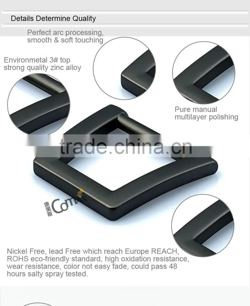Design fashion matte gunmetal trapezoidal lock metal bag buckle