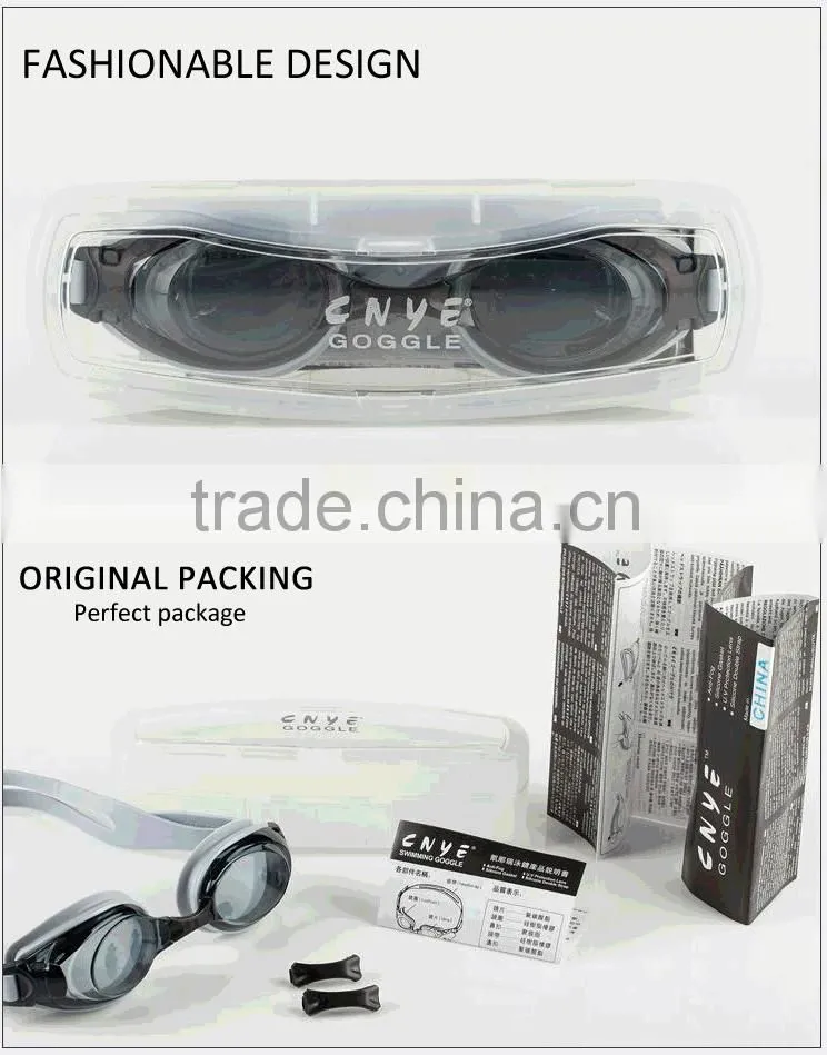 2015 best UV-shield mirror coated swimming glasses with100% silicone strap