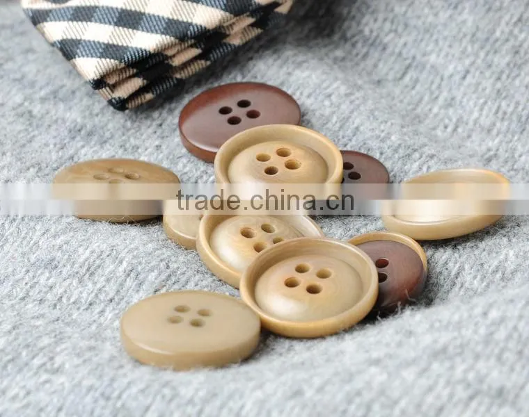 4 Holes 24L& 32L Beige & Brown Burnt Natural Corozo Nut Button for Men's Suit with Border