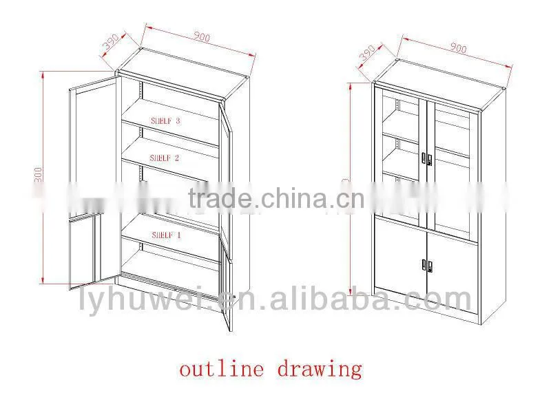 Glass door combination lock filing cabinet