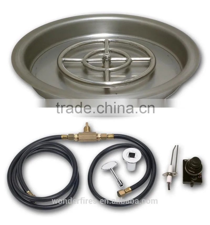 12", 18" and 24" Stainless Steel Burner Pan with Burner Ring Fire Pit NG Kit