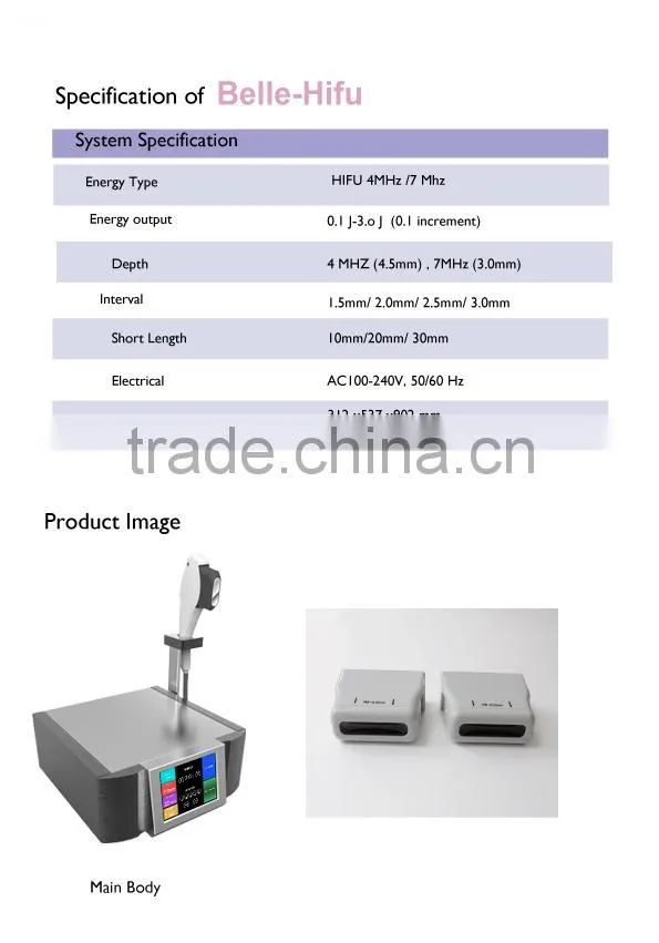 CE Certificated HIFU portable machine/korea/body/face lift Belle-HIFUhifu high intensity focused ultrasound