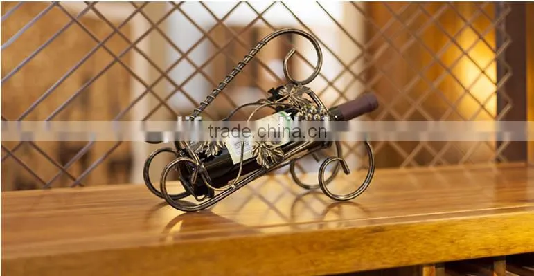 Decoration standing iron single red wine bottle display holder/ stand /rack for decoration display