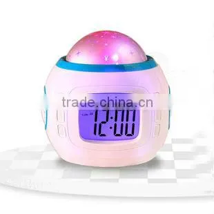 pretty decorative table desk digital LED star projector alarm clock
