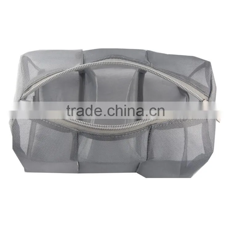 high quality compartment mesh bag cosmetic bag, beauty bag with zipper