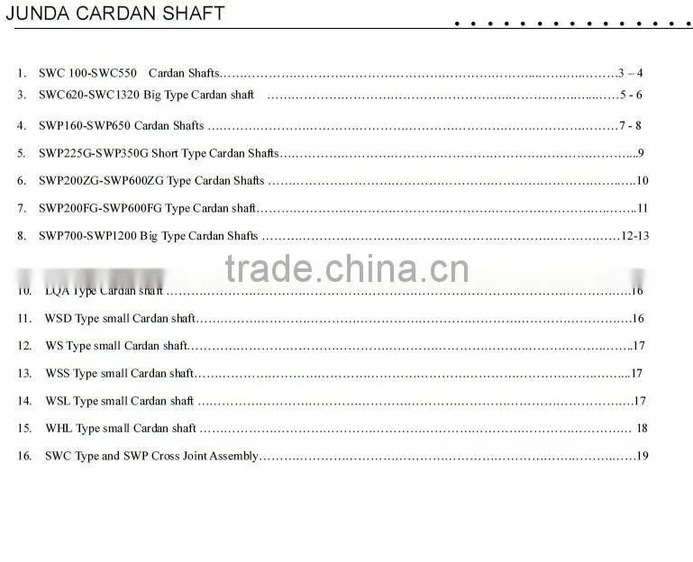 SWP-WD without flex short cardan shaft