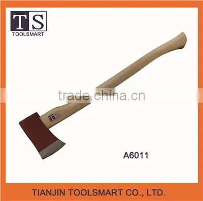 Felling axe with wooden handle