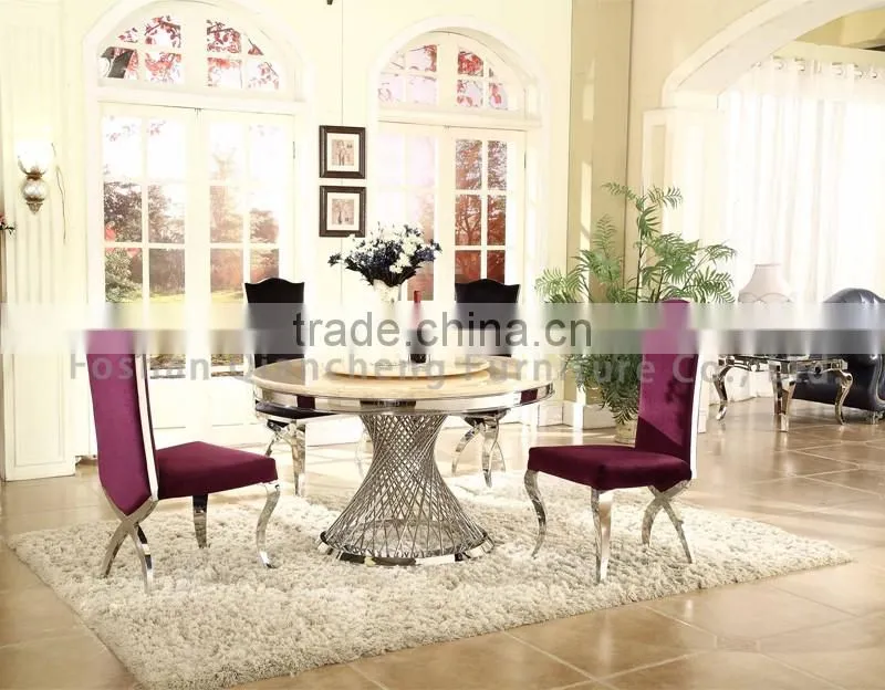 Heavy Stainless Steel Dining Table with Antique Top