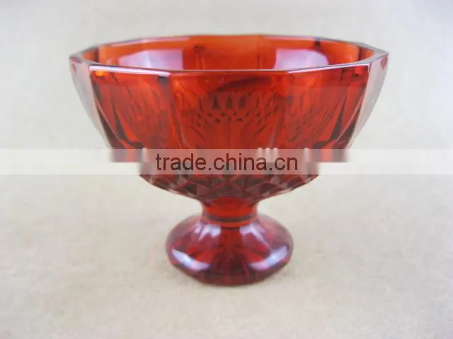 purple red glass bowl