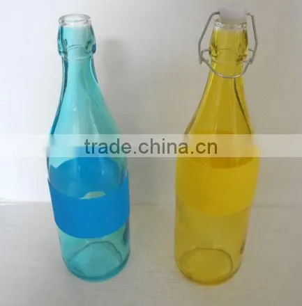 2016 ZIBO 1L clear glass juice bottle with swing top lid