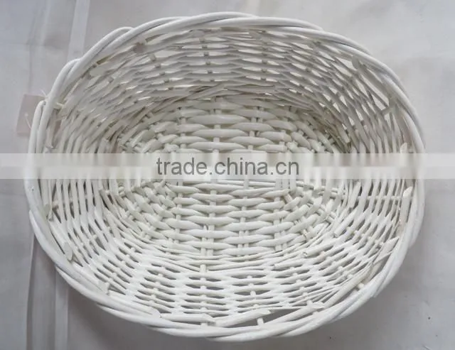 Oval shape white color woven wicker tray