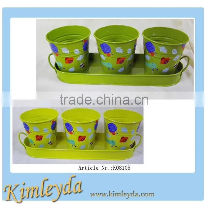 Set of 4 garden centr planter pot wholesal in green