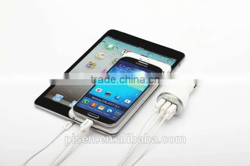 Pisen Universal Smart Fast Charing 5V 1A 2.1A 2.4A 3 USB Wireless Car Charger Mobile Phone Accessories