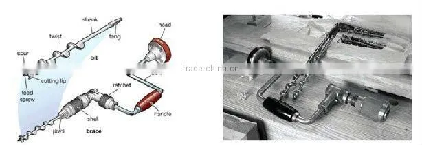 Wood auger bits with 2 spurs in the body