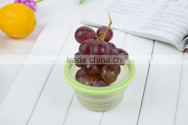 Food Grade Collapsible Silicone storage container 3 sizes/ Air-tight Silicone Folding Lunch Box Microwave Safe