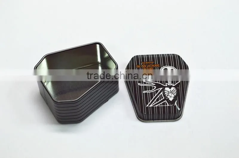 Irregular hexagon shaped tin box