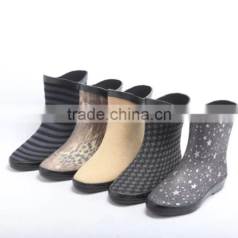 Fabric rain boots with flower fabric upper