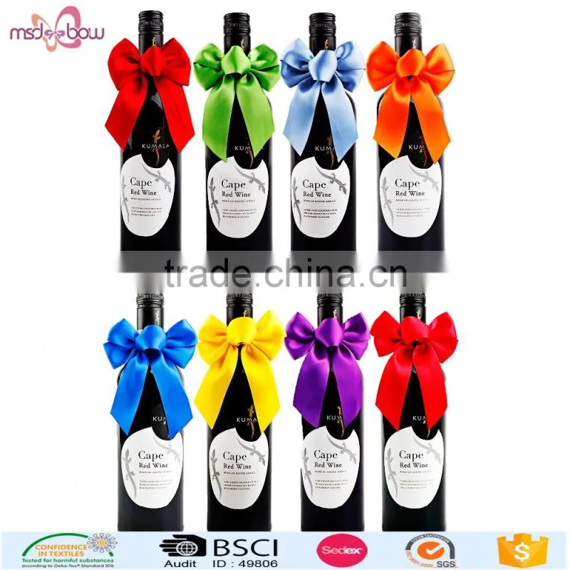 wholesale cheap customized fancy pre tied ribbon bows for jar,wine bottle