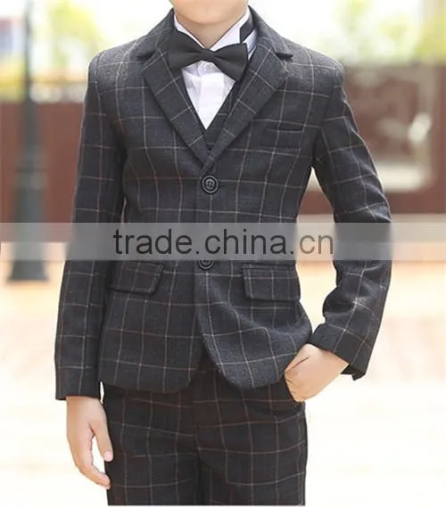 BOY'S TR CHECKED SUITS- JACKET&PANTS&VEST