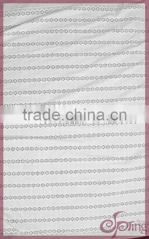 White lovely floral stripe design cut work cotton lace embroidery fabric