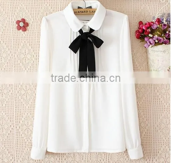 ladies new design fashion white chiffon shirt ; blouse ;