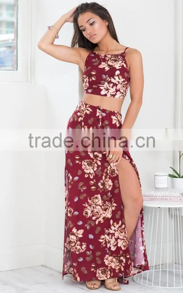 Latest formal skirt and blouse patterns for ladies 2017 summer beach fashion two piece sets