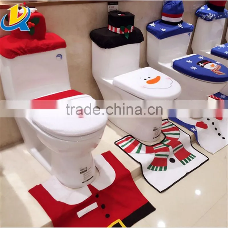 Hot sale cute christmas closestool decoration Santa toilet seat cover