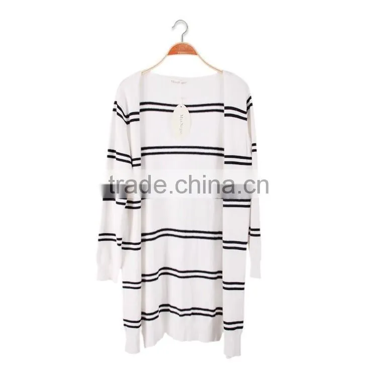 Garment manufactorer wholesale great design fashion casual wear stripe long winter coats ladies 2017