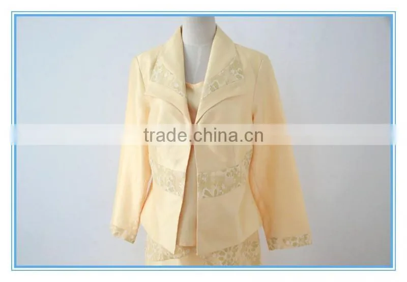 Fancy Lace Micado 3 Pieces Women Church Suit Business Suits With Pretty Buckle