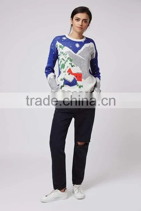 Adult knitted christmas jumpers snowflake sweater women