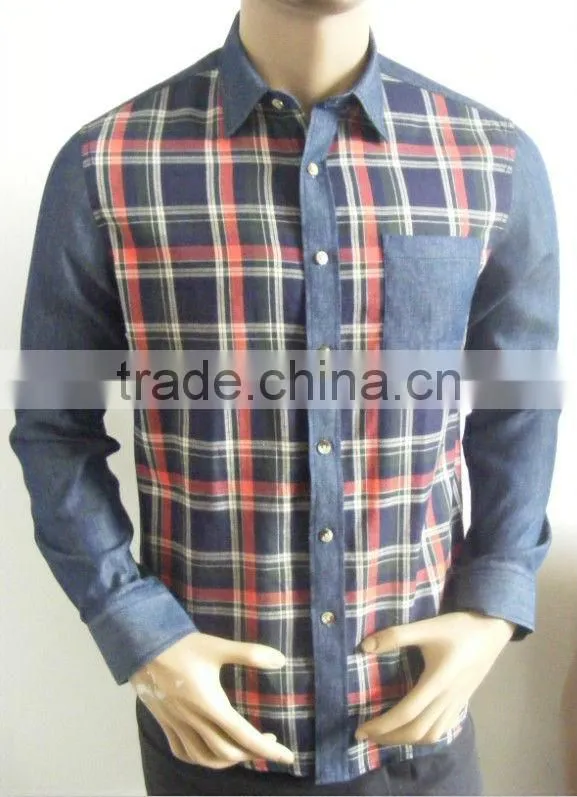 2016 Slim fit Newest Exclusive style 100%Cotton Yarn dyed Denim Shirt for men