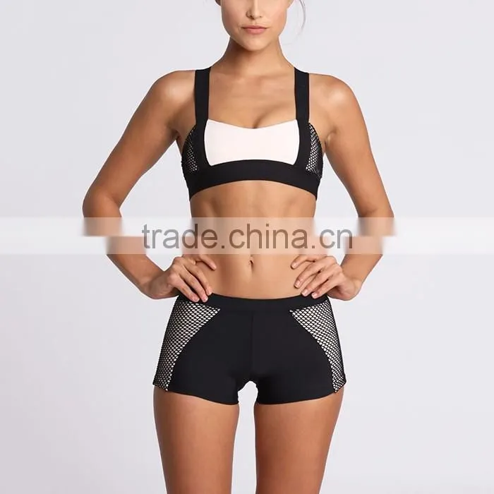 High quality custom women sexy sports suits yoga bra and shorts
