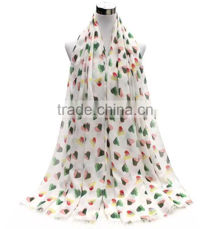 China Factory Heart Print scarf women hijab