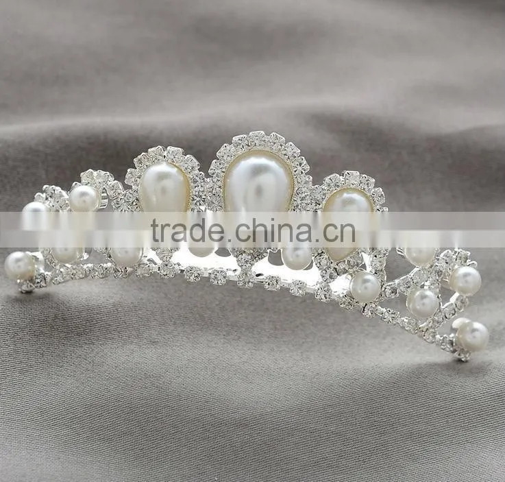 Fashion Elegant Bridal Wedding Pearl Rhinestones Jewelry Set Accessories Crown, Earring & Necklace set